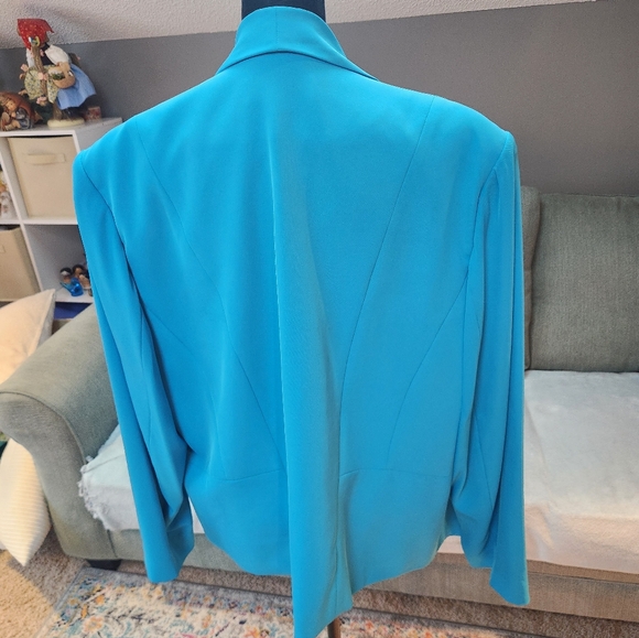 Calvin Klein Women's Teal Blue Turquoise Open Front Blazer Jacket 18W Plus - Picture 5 of 9